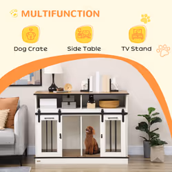 PawHut Dog Crate Furniture for Small and Large Dogs with Movable Divider, White