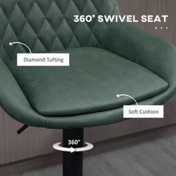 HOMCOM Bar Stools Set of 2, Adjustable Bar Chairs 360 Degree Swivel Green - Additional view 4
