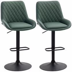 HOMCOM Bar Stools Set of 2, Adjustable Bar Chairs 360 Degree Swivel Green - Additional view 8
