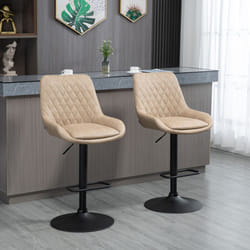 HOMCOM Bar Stools Set of 2, Adjustable Bar Chairs 360 Degree Swivel Khaki