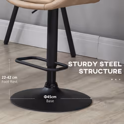 HOMCOM Bar Stools Set of 2, Adjustable Bar Chairs 360 Degree Swivel Khaki - Additional view 5