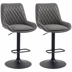 HOMCOM Bar Stools Set of 2, Adjustable Bar Chairs 360 Degree Swivel Grey - Additional view 8