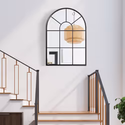 HOMCOM Modern Arched Window Wall Mirror for Living Room Bedroom, 91x60cm, Black - Additional view 5
