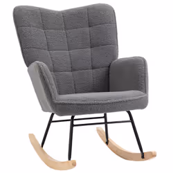 HOMCOM Wingback Rocking Chair for Nursing w/ Steel Frame Dark Grey - Additional view 7