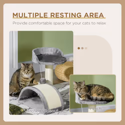 PawHut Cat Tree, Kitten Scratcher w/ Scratching Post, Toy Ball - Grey - Additional view 4