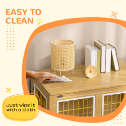 PawHut Dog Crate Furniture End Table w/ Soft Cushion, Double Door - Oak Tone - Additional view 5