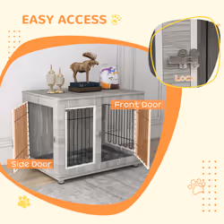 PawHut Dog Crate Furniture, Dog Crate End Table w/ Soft Cushion, Double Door - Additional view 4