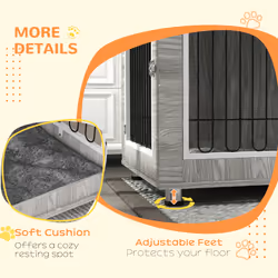 PawHut Dog Crate Furniture, Dog Crate End Table w/ Soft Cushion, Double Door - Additional view 5