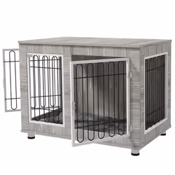 PawHut Dog Crate Furniture, Dog Crate End Table w/ Soft Cushion, Double Door - Additional view 7