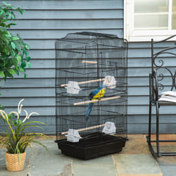 PawHut 92cm Large Bird Cage with Stand, Perches, Food Bowls, Swing, Black