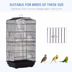 PawHut 92cm Large Bird Cage with Stand, Perches, Food Bowls, Swing, Black - Additional view 6
