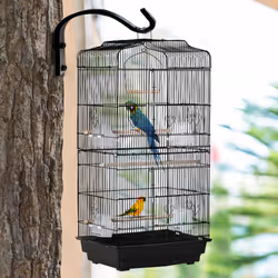 PawHut 92cm Large Bird Cage with Stand, Perches, Food Bowls, Swing, Black - Additional view 7