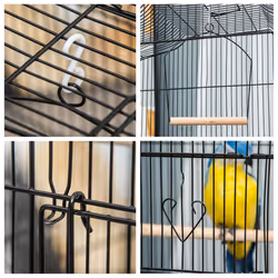 PawHut 92cm Large Bird Cage with Stand, Perches, Food Bowls, Swing, Black - Additional view 8