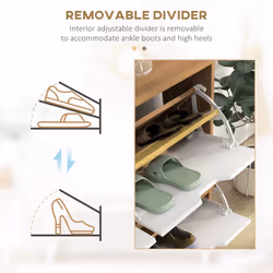 HOMCOM Shoe Storage Cabinet with 4 Flip Drawers for 16 Pairs of Shoes, Natural - Additional view 4