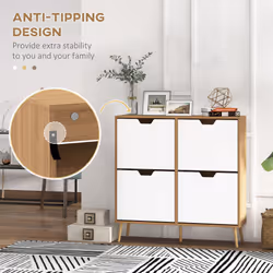 HOMCOM Shoe Storage Cabinet with 4 Flip Drawers for 16 Pairs of Shoes, Natural - Additional view 5
