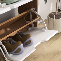 HOMCOM Shoe Storage Cabinet with 4 Flip Drawers for 16 Pairs of Shoes, Natural - Additional view 6