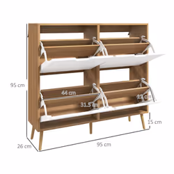 HOMCOM Shoe Storage Cabinet with 4 Flip Drawers for 16 Pairs of Shoes, Natural - Additional view 7