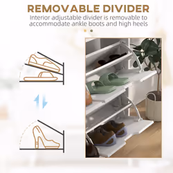HOMCOM Shoe Storage Cabinet with 4 Flip Drawers for 16 Pairs of Shoes, White - Additional view 5