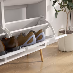 HOMCOM Shoe Storage Cabinet with 4 Flip Drawers for 16 Pairs of Shoes, White - Additional view 8