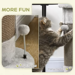PawHut 58cm Cat Scratching Post for Corner Wall w/ Covered Plush, Play Balls