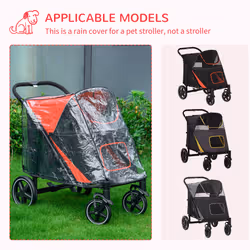 PawHut One-Click Foldable Pet Travel Stroller with Rain Cover for M L Dogs, Red - Additional view 4
