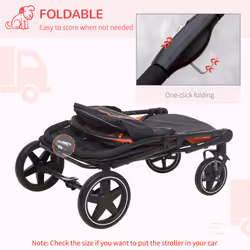 PawHut One-Click Foldable Pet Travel Stroller with Rain Cover for M L Dogs, Red - Additional view 5