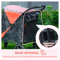 PawHut One-Click Foldable Pet Travel Stroller with Rain Cover for M L Dogs, Red - Additional view 6