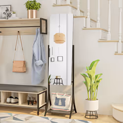 HOMCOM Freestanding Full Length Mirror Adjustable Full Body Mirror w/ Shelf - Additional view 5