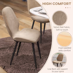 HOMCOM Dining Chairs Set of 2, Upholstered Kitchen Chairs with Metal Legs, Brown - Additional view 4