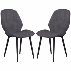 HOMCOM Dining Chairs Set of 2, Upholstered Kitchen Chairs with Metal Legs, Grey