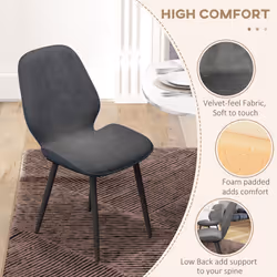 HOMCOM Dining Chairs Set of 2, Upholstered Kitchen Chairs with Metal Legs, Grey - Additional view 5