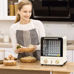 HOMCOM Mini Oven Toaster Oven with Baking Tray Wire Rack Crumb Tray