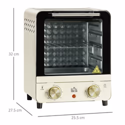 HOMCOM Mini Oven Toaster Oven with Baking Tray Wire Rack Crumb Tray