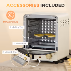 HOMCOM Mini Oven Toaster Oven with Baking Tray Wire Rack Crumb Tray - Additional view 5