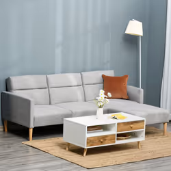 HOMCOM Upholstered Sofa bed Reversible Sectional Sofa Set linen-Touch Sleeper