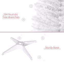 HOMCOM 5FT Pencil Artificial Christmas Tree with Solid Stand Tips White
