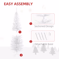 HOMCOM 5FT Pencil Artificial Christmas Tree with Solid Stand Tips White - Additional view 4