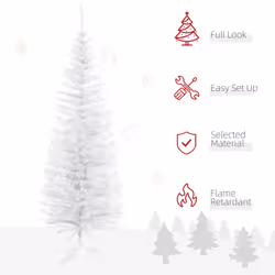 HOMCOM 5FT Pencil Artificial Christmas Tree with Solid Stand Tips White - Additional view 7