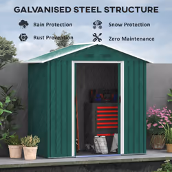 Outsunny 6.5x3.5ft Metal Garden Shed for Garden and Outdoor Storage, Green