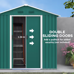 Outsunny 6.5x3.5ft Metal Garden Shed for Garden and Outdoor Storage, Green
