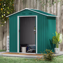 Outsunny 6.5x3.5ft Metal Garden Shed for Garden and Outdoor Storage, Green - Additional view 5