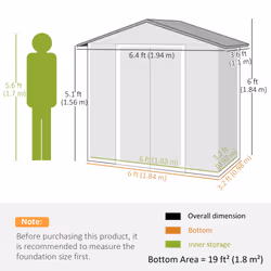 Outsunny 6.5x3.5ft Metal Garden Shed for Garden and Outdoor Storage, Dark Grey