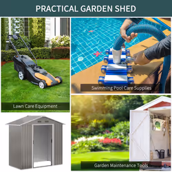 Outsunny 6.5x3.5ft Metal Garden Shed for Garden and Outdoor Storage, Grey