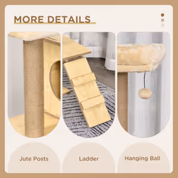 PawHut Cat Tree, 130cm Cat Tree for Indoor Cats, Multi-Level Plush Cat Tower