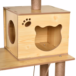 PawHut Cat Tree, 130cm Cat Tree for Indoor Cats, Multi-Level Plush Cat Tower - Additional view 5