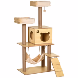 PawHut Cat Tree, 130cm Cat Tree for Indoor Cats, Multi-Level Plush Cat Tower - Additional view 8
