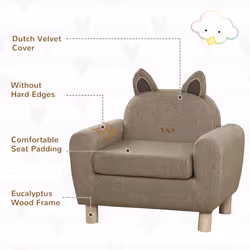 HOMCOM Kids Sofa Children Armchair Toddler Chair Ear Modeling Bedroom Brown