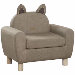 HOMCOM Kids Sofa Children Armchair Toddler Chair Ear Modeling Bedroom Brown - Additional view 8