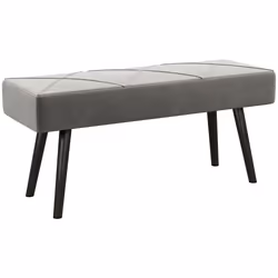 HOMCOM End of Bed Bench, Upholstered Hallway Bedroom with Steel Legs, Grey - Additional view 7