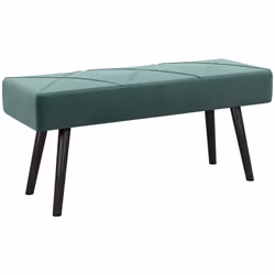 HOMCOM End of Bed Bench, Upholstered Hallway Bedroom with Steel Legs, Green - Additional view 7